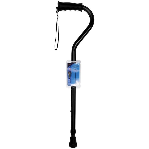 Carex Health Brands Black Offset Walking Cane w/Strap Aluminum/Plastic 39.5 in. H X 6.8 in. L FGA58000 0000 - main